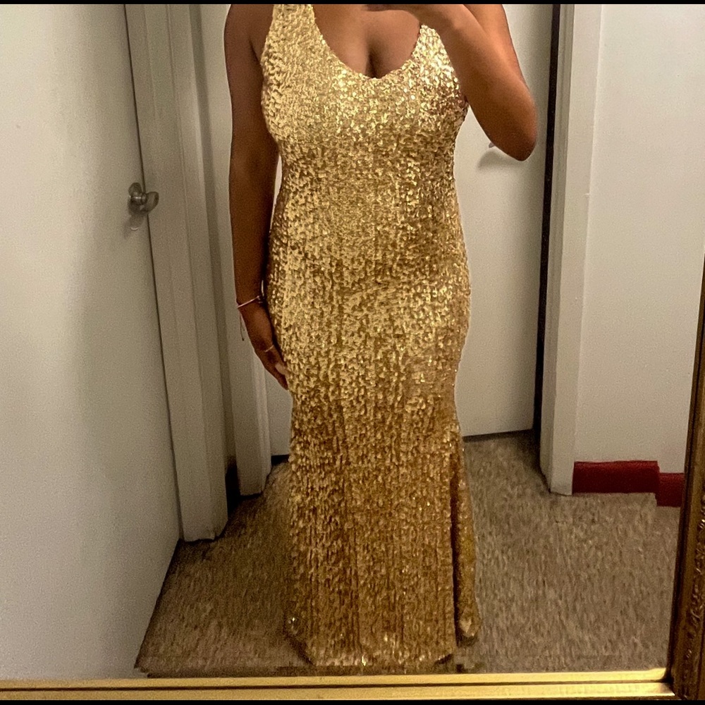 Prom or special occasion dress stunning gold sequin dress